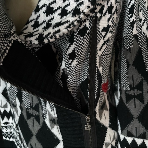 Desigual houndstooth shawl collar zip up sweater size XL. - Picture 4 of 8